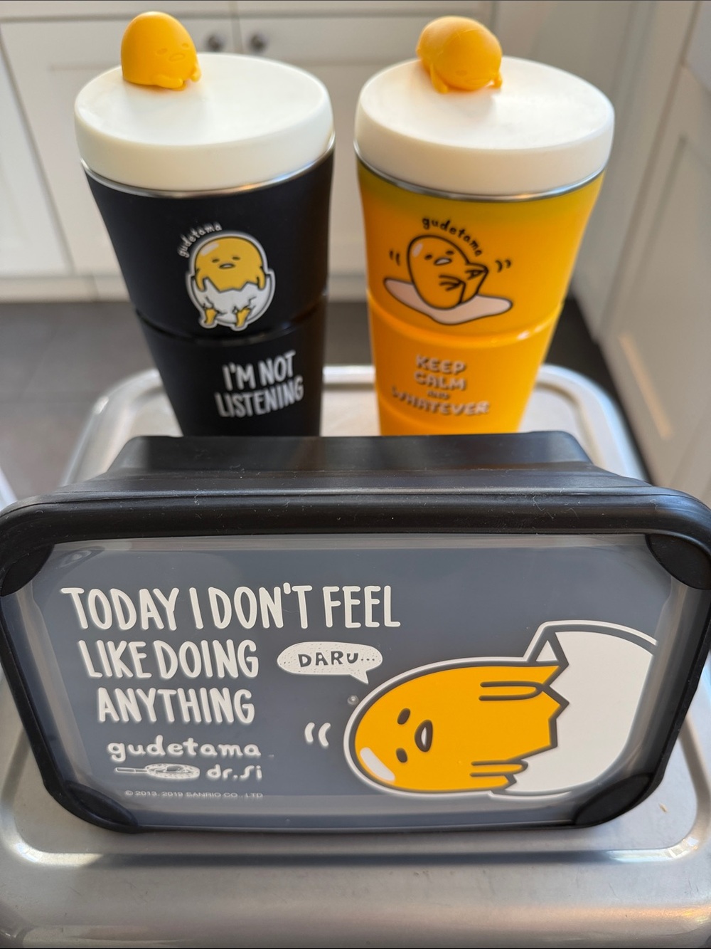 Gudetama Travel Tumbler & Snack Box Set - Yellow & Black